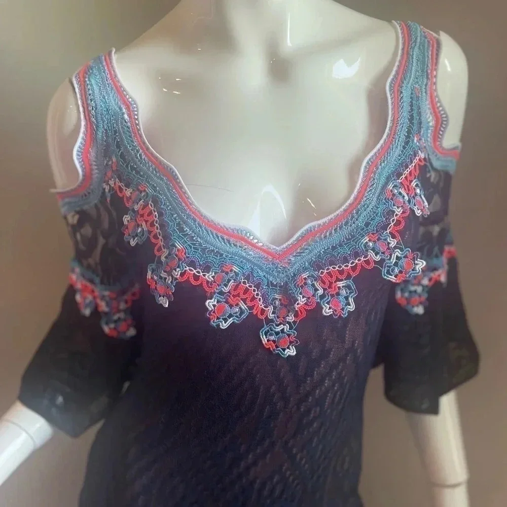 Peter Pilotto Lace Jacquard Knit Cold Shoulder Maxi Dress Size Small.